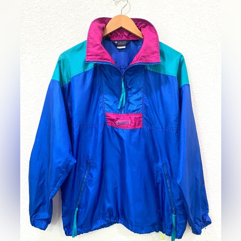 Vintage Columbia Windbreaker Pullover Jacket 90s Sportswear Color Block Size L